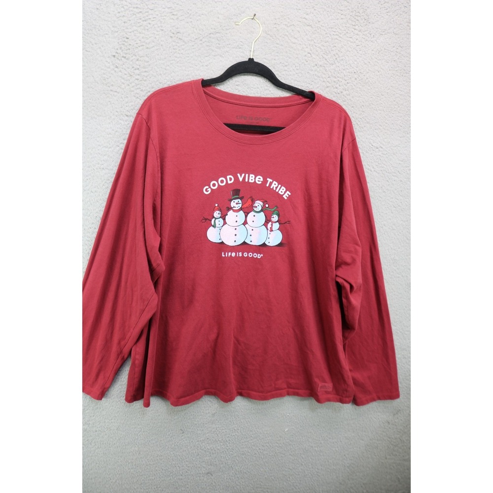 Life is Good Long Sleeve Crusher Tee-XXXL-"Good Vibe Tribe"-Snowmen-Winter